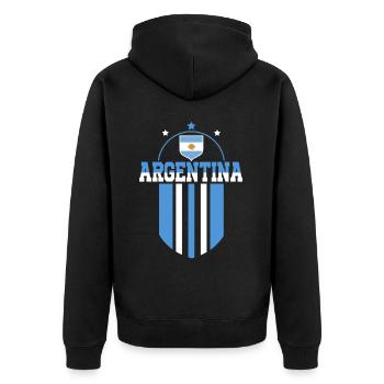 Argentinien Geschenk Argentina Argentine Flagge - Unisex Premium Bio Zip Hoodie - Schwarz - Hinten - Nico (187cm)