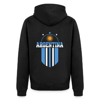 Argentinien Geschenk Argentina Argentine Flagge - Unisex Premium Bio Zip Hoodie - Schwarz - Hinten - Nico (187cm)