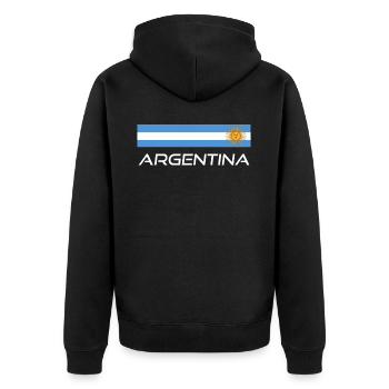 Argentinien Geschenk Argentina Argentine Flagge - Unisex Premium Bio Zip Hoodie - Schwarz - Hinten - Nico (187cm)