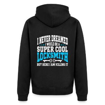 Locksmith Lockpicking Lockpicker - Unisex Premium Bio Zip Hoodie - Schwarz - Hinten - Nico (187cm)