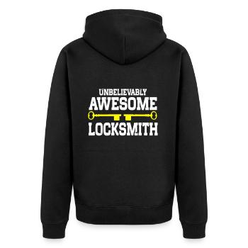 Locksmith Lockpicking Lockpicker - Unisex Premium Bio Zip Hoodie - Schwarz - Hinten - Nico (187cm)