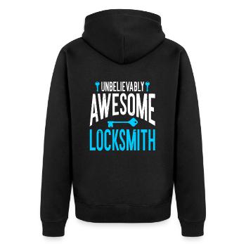 Locksmith Lockpicking Lockpicker - Unisex Premium Bio Zip Hoodie - Schwarz - Hinten - Nico (187cm)