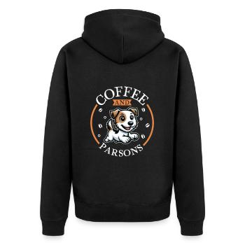 Coffee and Parson Russell Terrier - Unisex Premium Organic Zip Hoodie - black - Back - Nico (187cm)