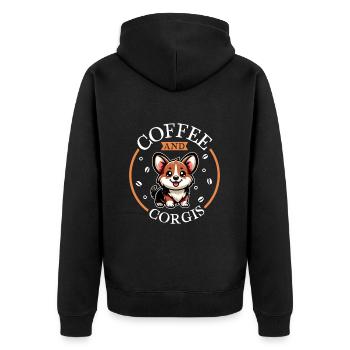 Coffee and Welsh Corgi Pembroke - Unisex Premium Organic Zip Hoodie - black - Back - Nico (187cm)