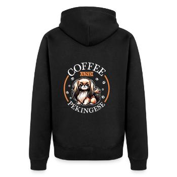 Café et Pékinois - Veste à capuche bio Premium Unisexe - noir - Dos - Nico (187cm)