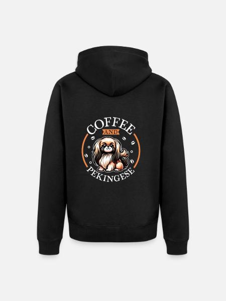 Coffee and Pekingese - Unisex Premium Organic Zip Hoodie - black