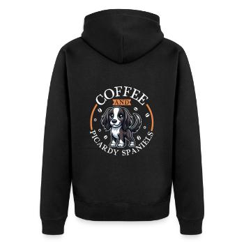 Kaffee und Epagneul Picard - Unisex Premium Bio Zip Hoodie - Schwarz - Hinten - Nico (187cm)