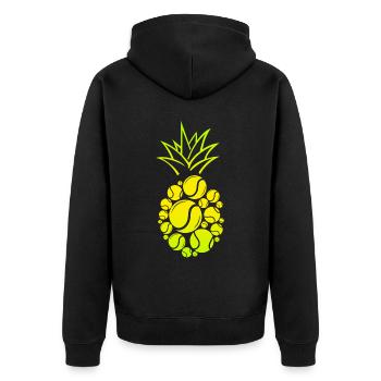 Funny Tennis Player Racket - Unisex Premium Bio Zip Hoodie - Schwarz - Hinten - Nico (187cm)