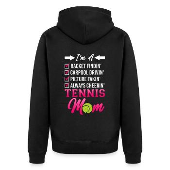 Funny Tennis Player Racket Mom I'm - Unisex Premium Bio Zip Hoodie - Schwarz - Hinten - Nico (187cm)