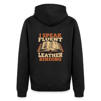 Bookbinder - Unisex Premium Organic Zip Hoodie - black - Back - Nico (187cm)