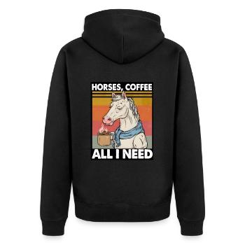 Drôle Cheval Art Cheval Propriétaire Chevaux Café - Veste à capuche bio Premium Unisexe - noir - Dos - Nico (187cm)