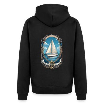 âSailboat adventure on the high seas - Unisex Premium Organic Zip Hoodie - black - Back - Nico (187cm)