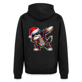 Tupfende Havaneser Hund Sonnenbrille Niedlich Weih - Unisex Premium Bio Zip Hoodie - Schwarz - Hinten - Nico (187cm)