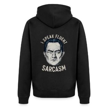 Je parle couramment le sarcasme - Veste à capuche bio Premium Unisexe - noir - Dos - Nico (187cm)