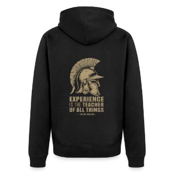 Julius caesar quote with legionnaire helmet - Unisex Premium Organic Zip Hoodie - black - Back - Nico (187cm)