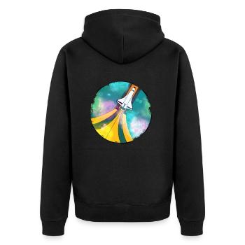 Raumfahrt - Weltall - Unisex Premium Bio Zip Hoodie - Schwarz - Hinten - Nico (187cm)