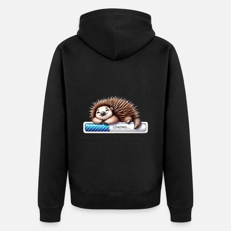 Hedgehog Relaxation: Loading Progress - Unisex Premium Organic Zip Hoodie - black