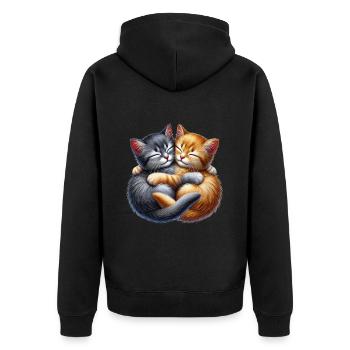 Deux chatons câlins dans une étreinte affectueuse - Veste à capuche bio Premium Unisexe - noir - Dos - Nico (187cm)