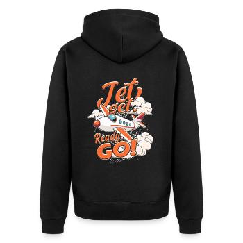 First Flight Airplane Flight - Unisex Premium Organic Zip Hoodie - black - Back - Nico (187cm)