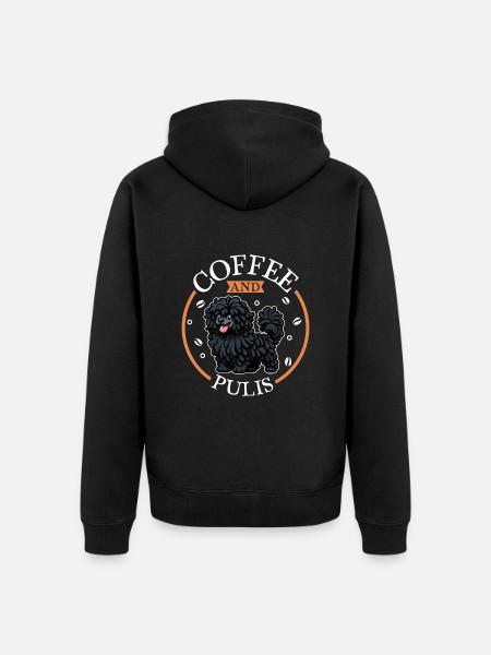 Coffee and Puli - Unisex Premium Organic Zip Hoodie - black