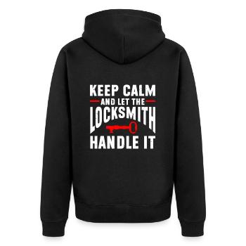 Locksmith Lockpicking Lockpicker - Unisex Premium Bio Zip Hoodie - Schwarz - Hinten - Nico (187cm)