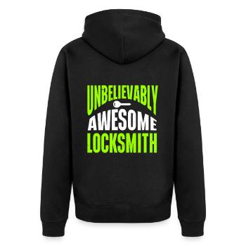 Locksmith Lockpicking Lockpicker - Unisex Premium Bio Zip Hoodie - Schwarz - Hinten - Nico (187cm)