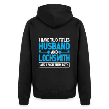 Locksmith Lockpicking Lockpicker - Unisex Premium Bio Zip Hoodie - Schwarz - Hinten - Nico (187cm)