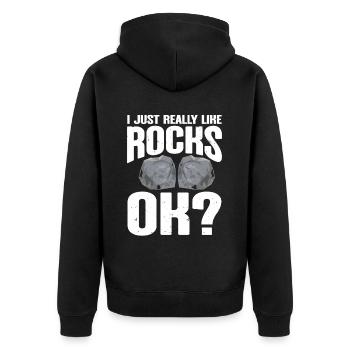 Rock Collector Geology Geologist - Unisex Premium Bio Zip Hoodie - Schwarz - Hinten - Nico (187cm)