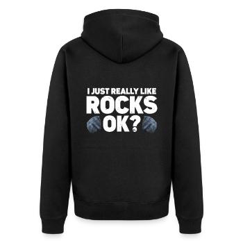 Rock Collector Geology Geologist - Unisex Premium Bio Zip Hoodie - Schwarz - Hinten - Nico (187cm)