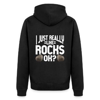 Rock Collector Geology Geologist - Unisex Premium Bio Zip Hoodie - Schwarz - Hinten - Nico (187cm)