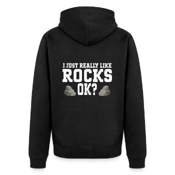 Rock Collector Geology Geologist - Unisex Premium Bio Zip Hoodie - Schwarz - Hinten - Nico (187cm)