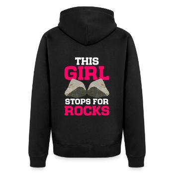Rock Collector Geology Geologist - Unisex Premium Bio Zip Hoodie - Schwarz - Hinten - Nico (187cm)
