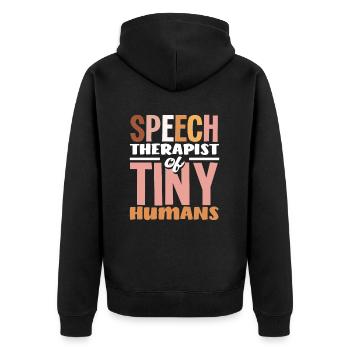Logopäde Für Kleine Menschen Humor - Unisex Premium Bio Zip Hoodie - Schwarz - Hinten - Nico (187cm)