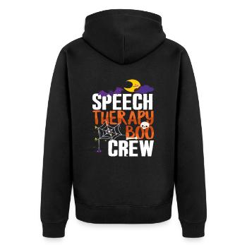 Speech Therapy Boo Crew Halloween - Unisex Premium Bio Zip Hoodie - Schwarz - Hinten - Nico (187cm)