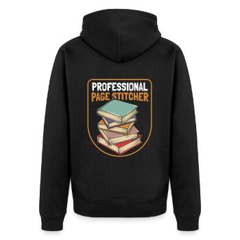 Bookbinder - Unisex Premium Organic Zip Hoodie - black - Back - Nico (187cm)