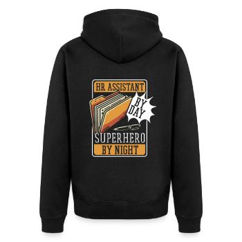 Hr Assistent - Unisex Premium Bio Zip Hoodie - Schwarz - Hinten - Nico (187cm)
