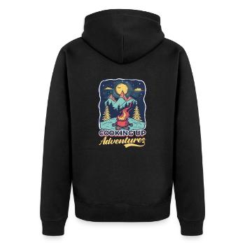 Camp Chef Koch Abenteuer - Unisex Premium Bio Zip Hoodie - Schwarz - Hinten - Nico (187cm)