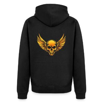 Crâne avec des ailes pour motards – Style luxueux - Veste à capuche bio Premium Unisexe - noir - Dos - Nico (187cm)