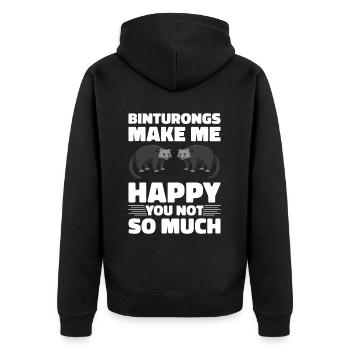 Binturong Marderbär Schleichkatze - Unisex Premium Bio Zip Hoodie - Schwarz - Hinten - Nico (187cm)