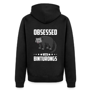 Binturong Marderbär Schleichkatze - Unisex Premium Bio Zip Hoodie - Schwarz - Hinten - Nico (187cm)