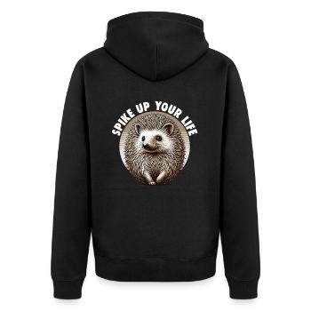 Süßer Igel Liebhaber Lustiger Igel Niedlicher Igel - Unisex Premium Bio Zip Hoodie - Schwarz - Hinten - Nico (187cm)
