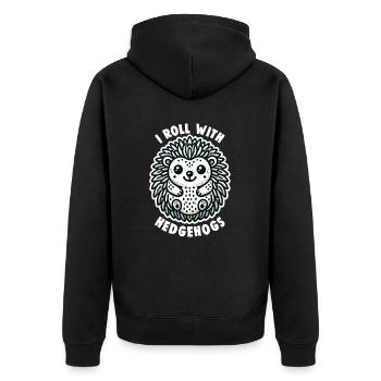 Süßer Igel Liebhaber Lustiger Igel Niedlicher Igel - Unisex Premium Bio Zip Hoodie - Schwarz - Hinten - Nico (187cm)