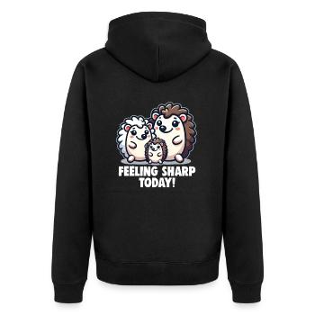 Süßer Igel Liebhaber Lustiger Igel Niedlicher Igel - Unisex Premium Bio Zip Hoodie - Schwarz - Hinten - Nico (187cm)