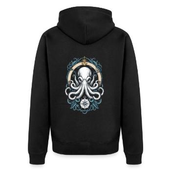 Krake Seeungeheuer Fischer Kapitän Segelboot - Unisex Premium Bio Zip Hoodie - Schwarz - Hinten - Nico (187cm)