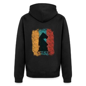 Schach - Unisex Premium Bio Zip Hoodie - Schwarz - Hinten - Nico (187cm)