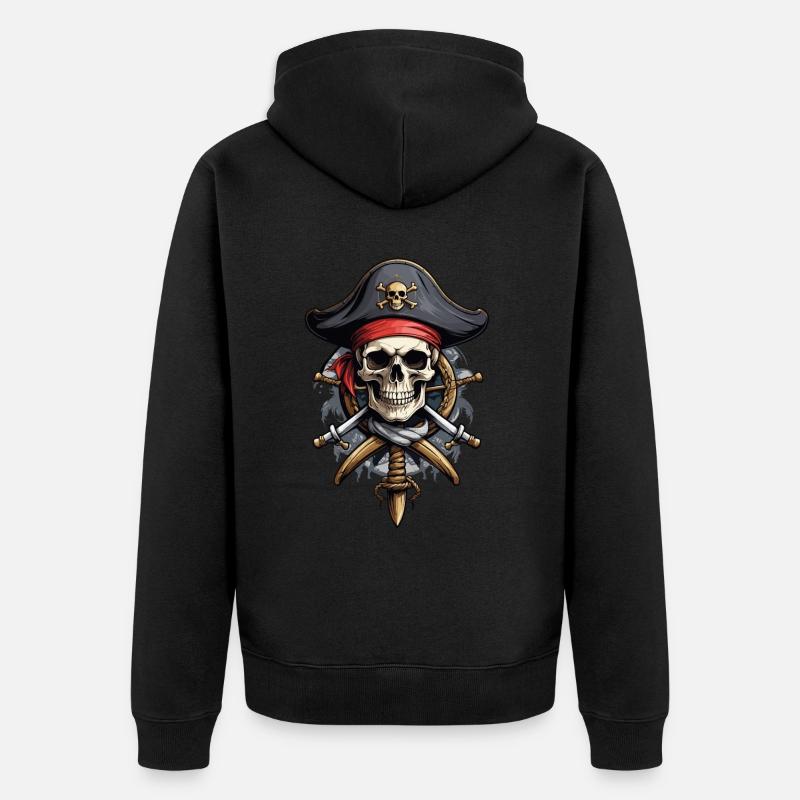 Drapeaux de pirate crâne Jolly Roger costume de pirate - Veste à capuche bio Premium Unisexe - noir