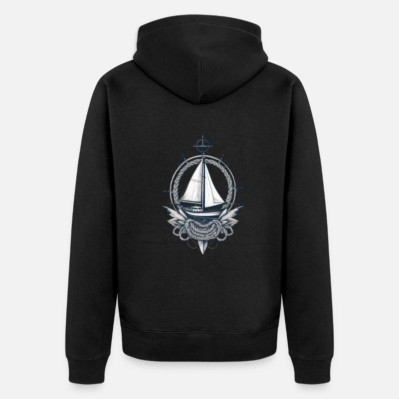 äSegelboot Kompass Nautik Abenteuer - Unisex Premium Bio Zip Hoodie - Schwarz