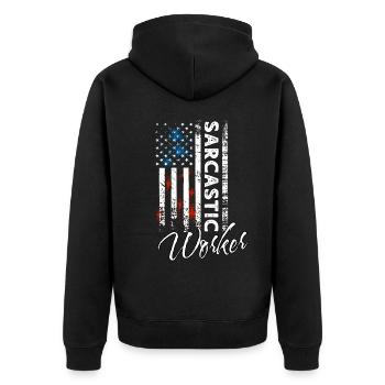 Ouvrier sarcastique - Veste à capuche bio Premium Unisexe - noir - Dos - Nico (187cm)