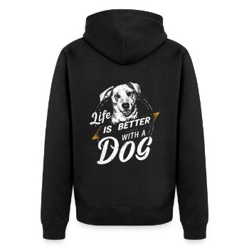 La vie est meilleure avec un chien / Amoureux des chiens - Veste à capuche bio Premium Unisexe - noir - Dos - Nico (187cm)