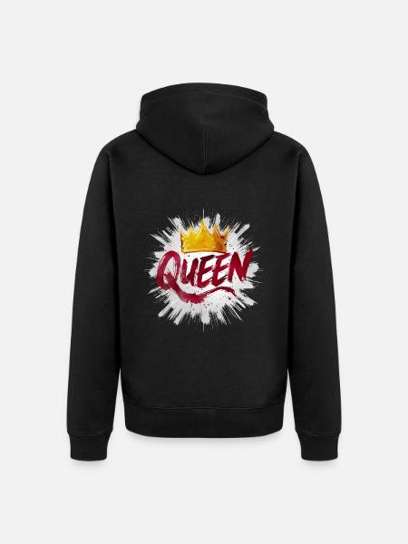 Queen with diadem - Unisex Premium Organic Zip Hoodie - black